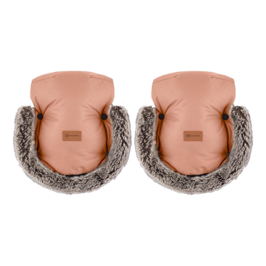 PETITE&MARS - Rukávníky na kočárek FURRY Pastel Peach