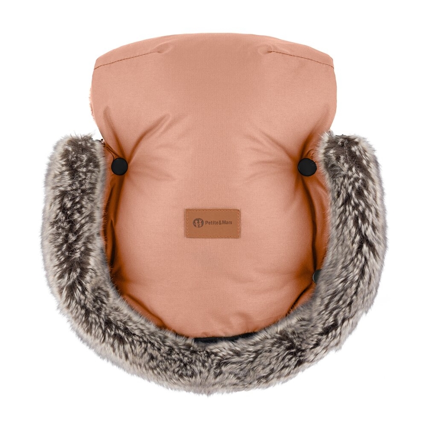 PETITE&MARS - Rukávníky na kočárek FURRY Pastel Peach