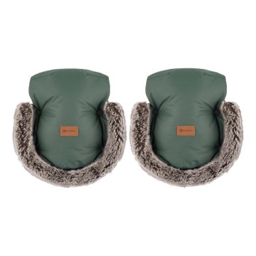 PETITE&MARS - Rukávníky na kočárek FURRY Veritable Khaki