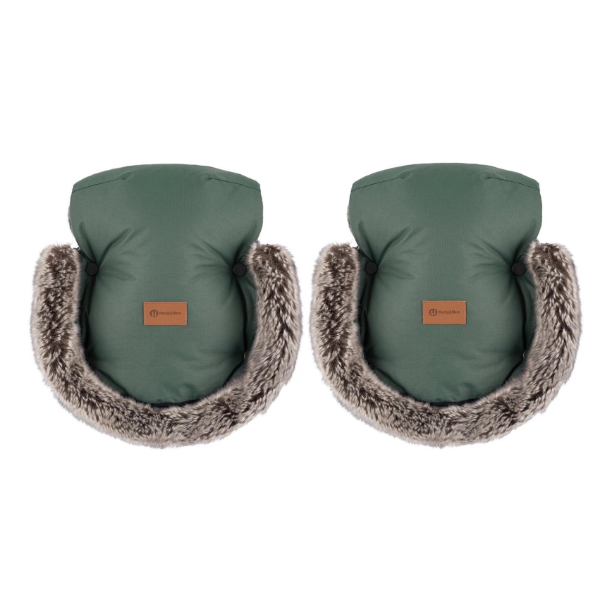 PETITE&MARS - Rukávníky na kočárek FURRY Veritable Khaki