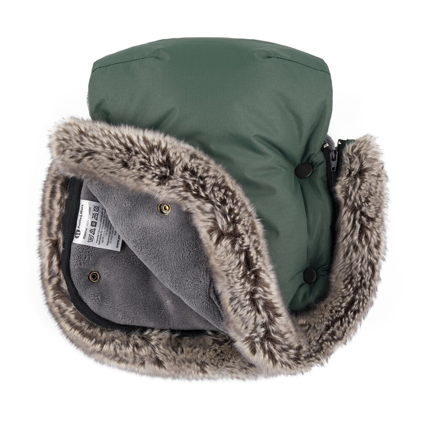 PETITE&MARS - Rukávníky na kočárek FURRY Veritable Khaki