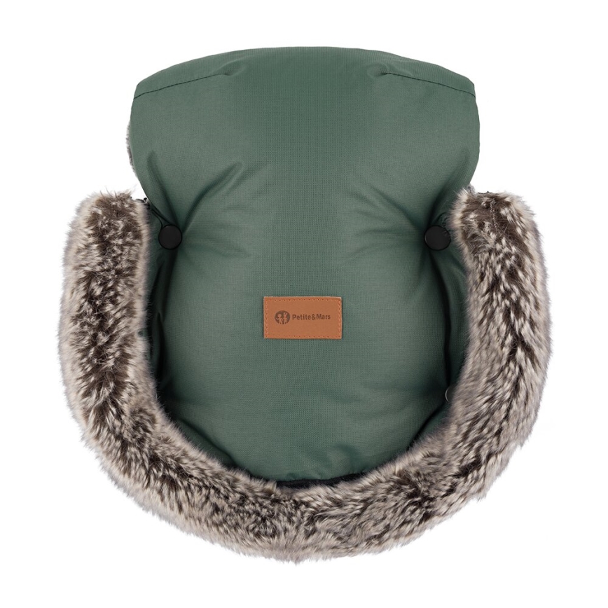 PETITE&MARS - Rukávníky na kočárek FURRY Veritable Khaki