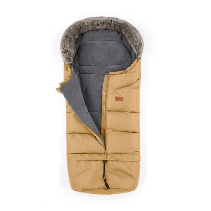PETITE&MARS - SADA Dětský fusak 4v1 ARCTIC + rukávníky na kočárek FURRY Elegant Caramel