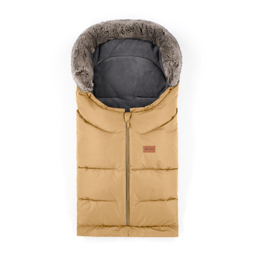 PETITE&MARS - SADA Dětský fusak 4v1 ARCTIC + rukávníky na kočárek FURRY Elegant Caramel