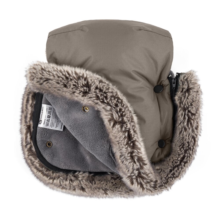 PETITE&MARS - SADA Dětský fusak 4v1 ARCTIC + rukávníky na kočárek FURRY Mocha Mousse