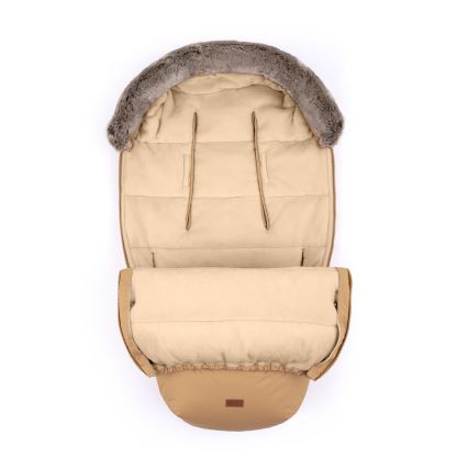 PETITE&MARS - SADA Dětský fusak 4v1 COMFY + rukávníky na kočárek FURRY Elegant Caramel