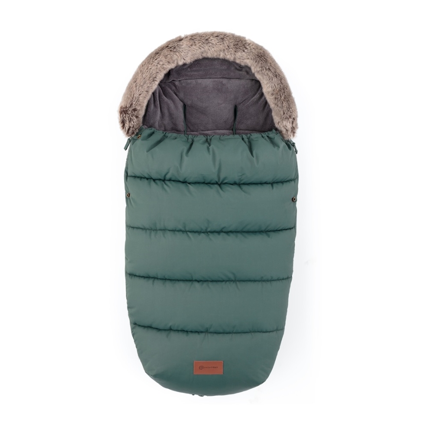 PETITE&MARS - SADA Dětský fusak 4v1 COMFY + rukávníky na kočárek FURRY Khaki