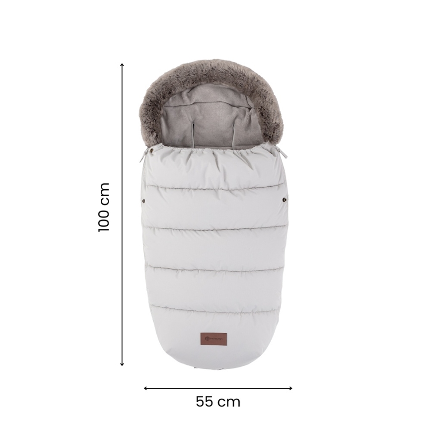 PETITE&MARS - SADA Dětský fusak 4v1 COMFY + rukávníky na kočárek FURRY Khaki