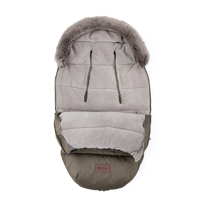 PETITE&MARS - SADA Dětský fusak 4v1 COMFY + rukávníky na kočárek FURRY Mocha Mousse
