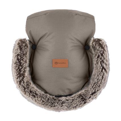 PETITE&MARS - SADA Dětský fusak 4v1 COMFY + rukávníky na kočárek FURRY Mocha Mousse