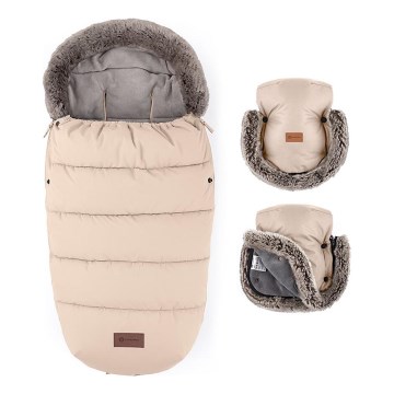 PETITE&MARS - SADA Dětský fusak 4v1 COMFY + rukávníky na kočárek FURRY Rose Petal