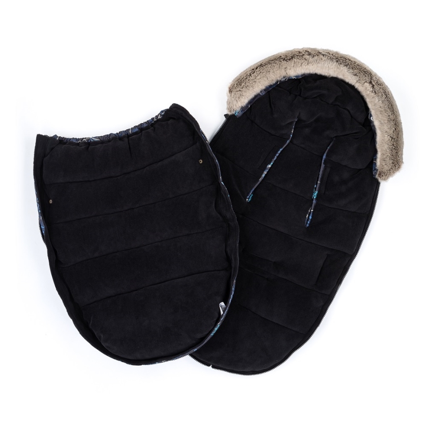 PETITE&MARS - SADA Dětský fusak 4v1 COMFY Stylish Beauty + rukávníky na kočárek FURRY Forever Black