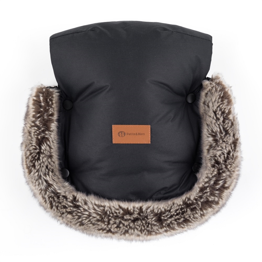 PETITE&MARS - SADA Dětský fusak 4v1 COMFY Stylish Beauty + rukávníky na kočárek FURRY Forever Black