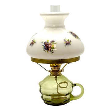 Petrolejová lampa KLÁRA 34 cm lesní zelená