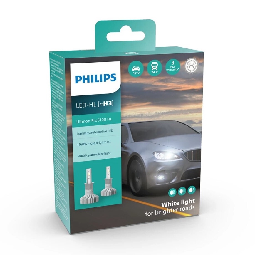 Philips 11336U51X2 - SADA 2x LED Autožárovka Ultinon Pro5100 H3 PK22s/12W/12/24V 5800K