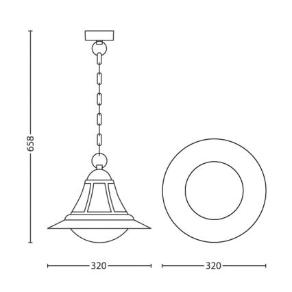 Philips 15216/42/16 - Venkovní lustr MYGARDEN PROVENCE 1xE27/23W/230V