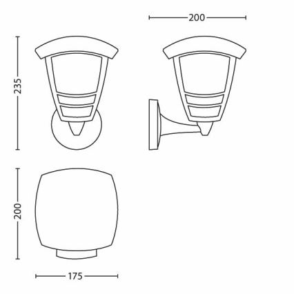 Philips - Venkovní nástěnné svítidlo E27/60W/230V IP44