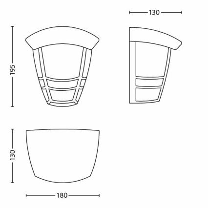 Philips - Venkovní nástěnné svítidlo 1xE27/60W/230V IP44