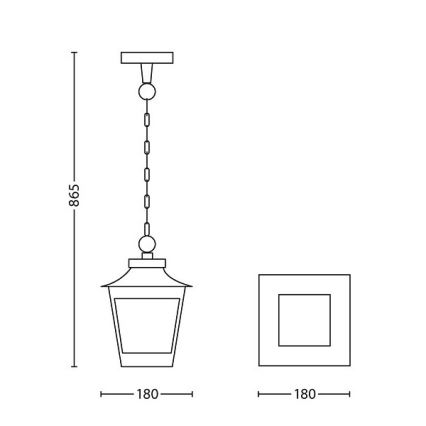 Philips 15406/86/PN - Venkovní lustr HEDGE 1xE27/60W/230V IP44