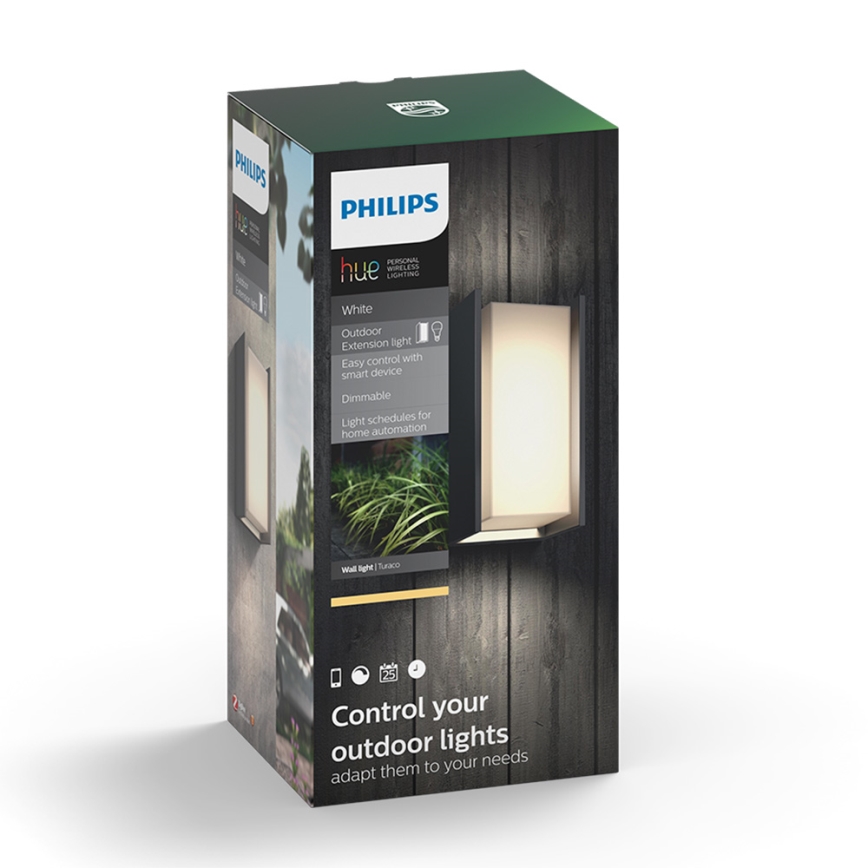 Philips 16472/93/P0 - LED Stmívatelné venkovní nástěnné svítidlo HUE TURACO 1xE27/9,5W/230V