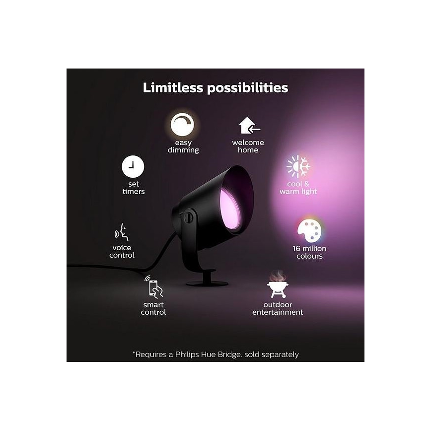 Philips - LED RGB Stmívatelná venkovní lampa Hue LILY LED/15W/230V IP65