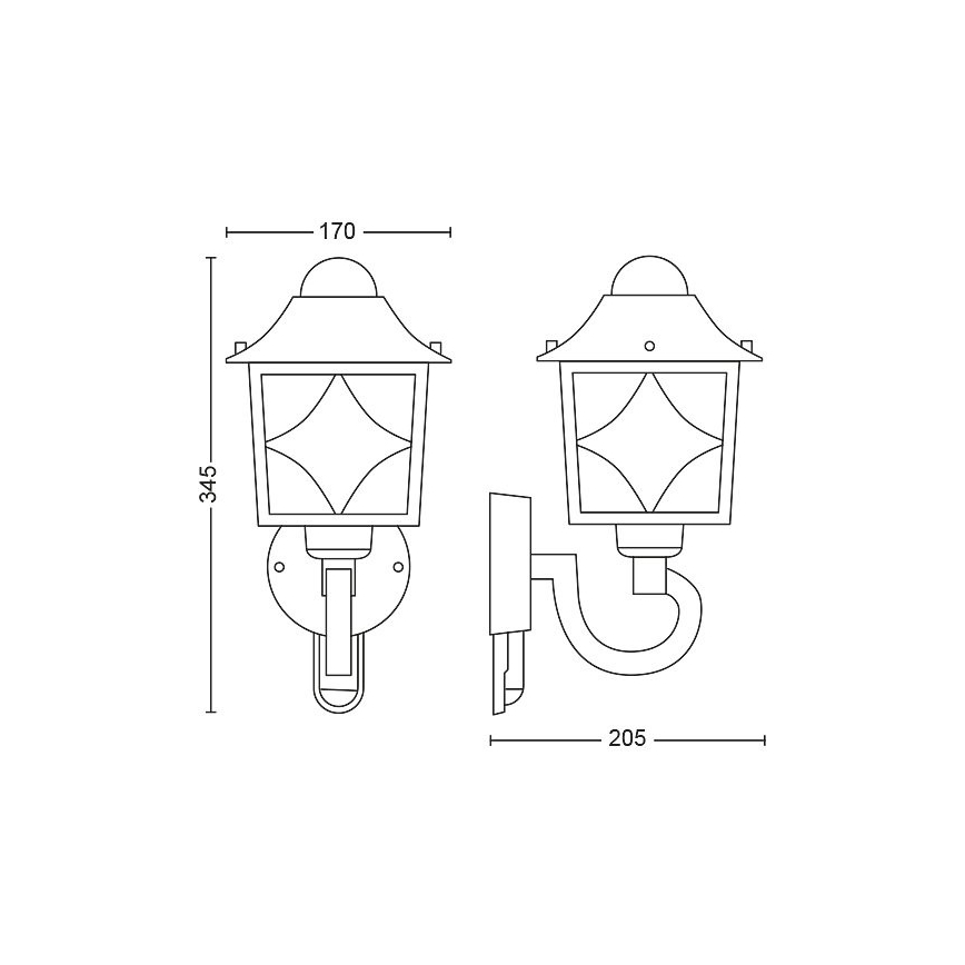 Philips - Venkovní nástěnné svítidlo se senzorem 1xE27/60W/230V IP44