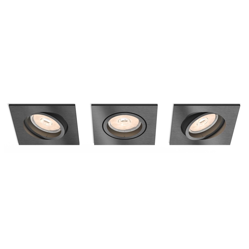 Philips 50403/99/PN - SADA 3x Podhledové svítidlo MYLIVING DONEGAL 3xGU10/5,5W/230V šedá