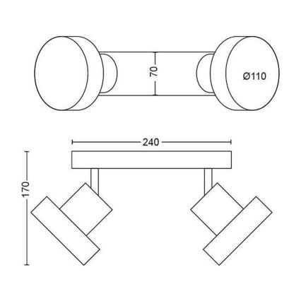 Philips 50602/30/P0 - LED Stmívatelné bodové svítidlo BUKKO 2xLED/4,5W/230V