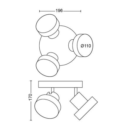 Philips 50603/30/P0 - LED Stmívatelné bodové svítidlo BUKKO 3xLED/4,3W/230V