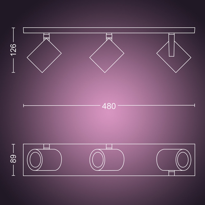 Philips 50623/48/P7 - LED RGB Bodové svítidlo HUE ARGENA 3xGU10/5,7W/230V