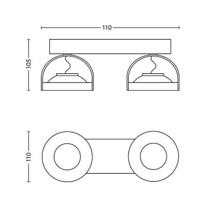 Philips - LED Stmívatelné bodové svítidlo 2xLED/4,5W/230V