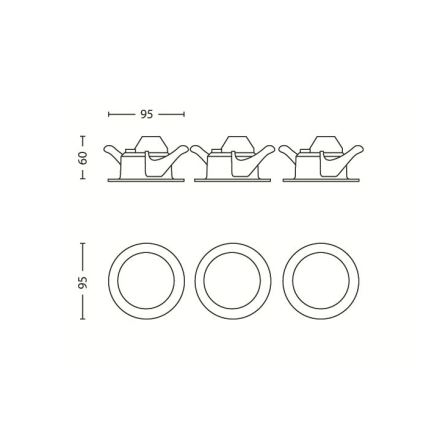 Philips 59100/87/16 - SADA 3x LED bodové zápustné svítidlo SCEPTRUM 3xLED/3W