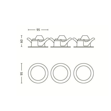 Philips 59100/87/16 - SADA 3x LED bodové zápustné svítidlo SCEPTRUM LED/3W