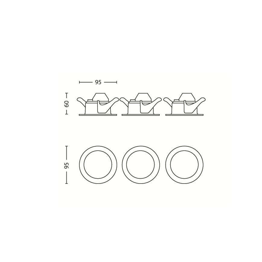 Philips 59100/87/16 - SADA 3x LED bodové zápustné svítidlo SCEPTRUM 3xLED/3W