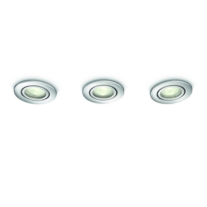 Philips 59902/11/PN - SADA 3x Koupelnové podhledové svítidlo ROOTS 3xGU10/50W/230V