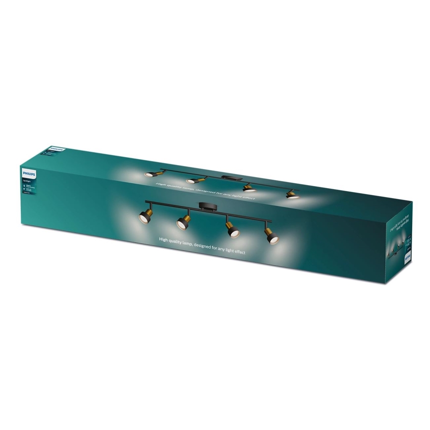 Philips - Bodové svítidlo CONDUIT 4xGU10/5W/230V černá/mosaz