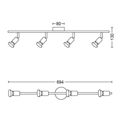 Philips - Bodové svítidlo 4xGU10/50W/230V černá