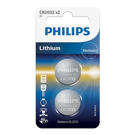 Philips CR2032P2/01B - 2 ks Lithiová baterie knoflíková CR2032 MINICELLS 3V