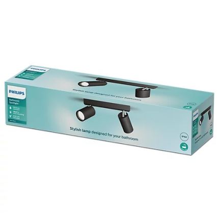 Philips - Koupelnové bodové svítidlo IDRIS 2xGU10/5W/230V IP44 černá