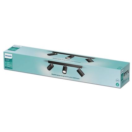 Philips - Koupelnové bodové svítidlo IDRIS 3xGU10/5W/230V IP44 černá