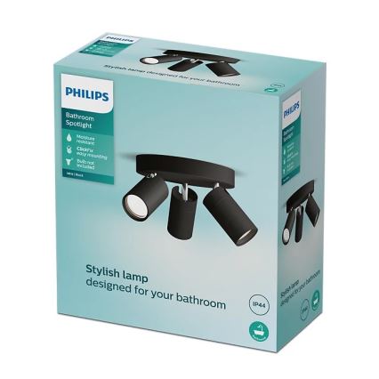 Philips - Koupelnové bodové svítidlo IDRIS 3xGU10/5W/230V IP44 černá