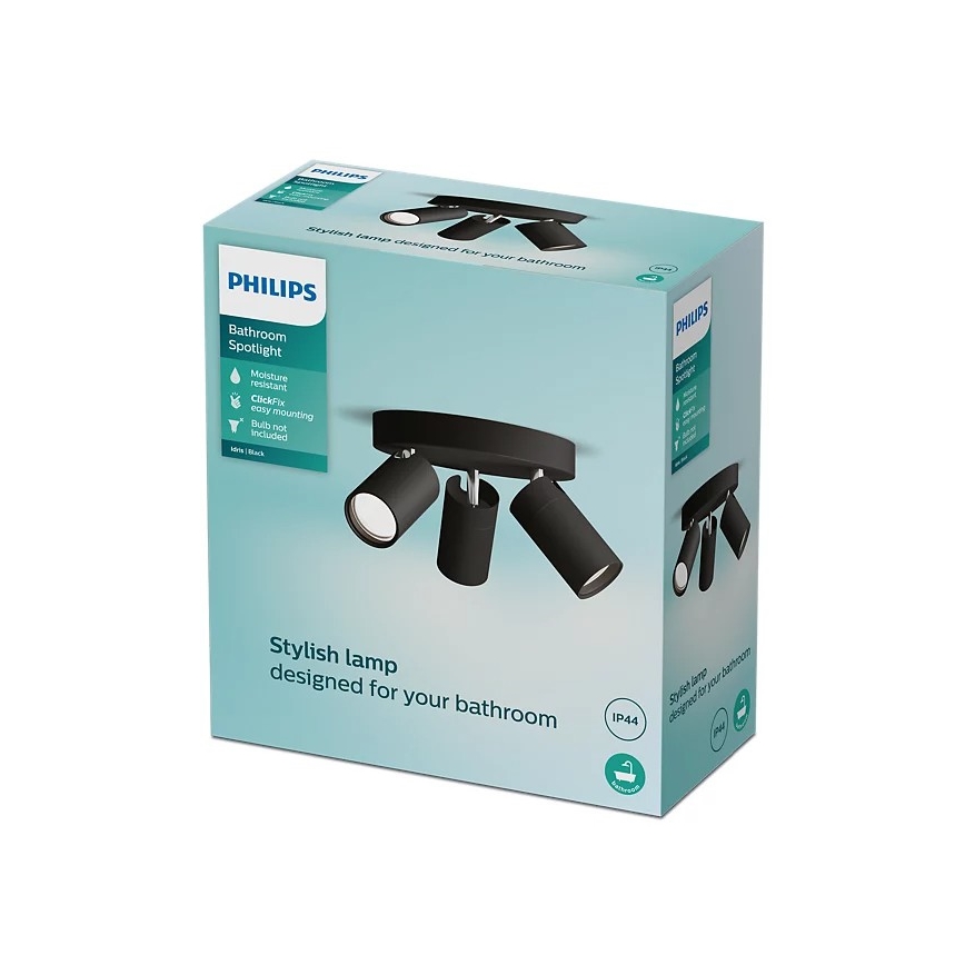 Philips - Koupelnové bodové svítidlo IDRIS 3xGU10/5W/230V IP44 černá