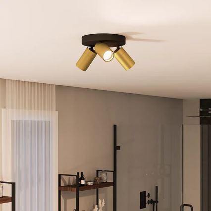 Philips - Koupelnové bodové svítidlo IDRIS 3xGU10/5W/230V IP44 černá/zlatá