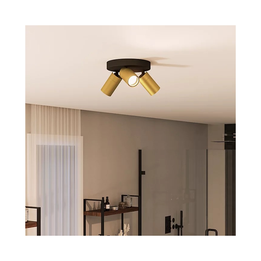 Philips - Koupelnové bodové svítidlo IDRIS 3xGU10/5W/230V IP44 černá/zlatá