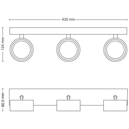 Philips - LED Bodové svítidlo 3xLED/5,5W/230V černá