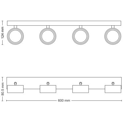 Philips - LED Bodové svítidlo 4xLED/5,5W/230V černá