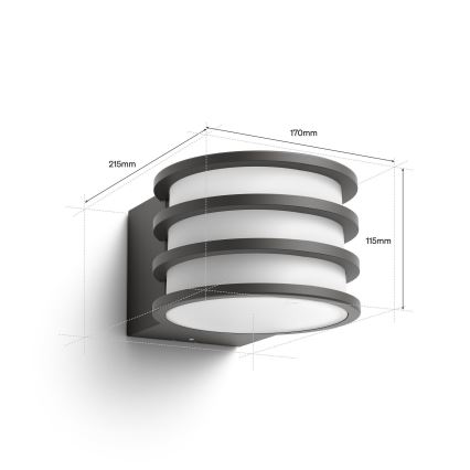 Philips - LED RGB Stmívatelné venkovní nástěnné svítidlo Hue LUCCA 1xE27/8,1W/230V 1000-20000K IP44
