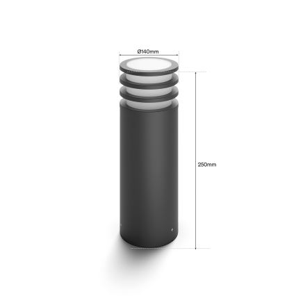 Philips - LED RGB Stmívatelná venkovní lampa Hue LUCCA 1xE27/8,1W/230V 25 cm 1000-20000K IP44
