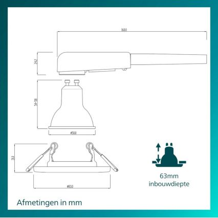 Philips - LED RGBW Stmívatelné podhledové svítidlo PERIDOT 1xGU10/6,5W/230V 2700-6500K černá