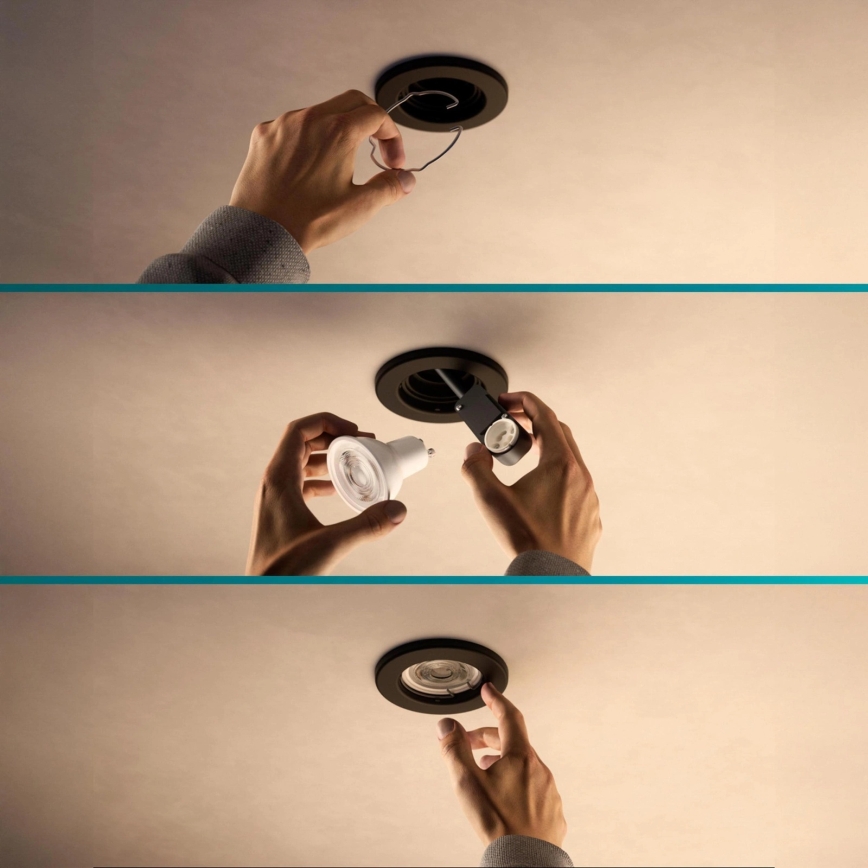 Philips - LED RGBW Stmívatelné podhledové svítidlo PERIDOT 1xGU10/6W/230V černá + dálkové ovládání